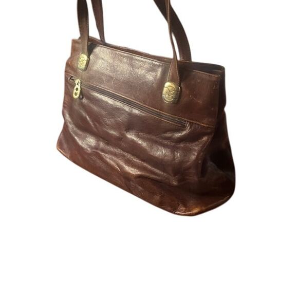 VTG Marino Orlandi Distressed Brown Leather Shoulder / Hand Bag Made in Italy - Picture 4 of 15